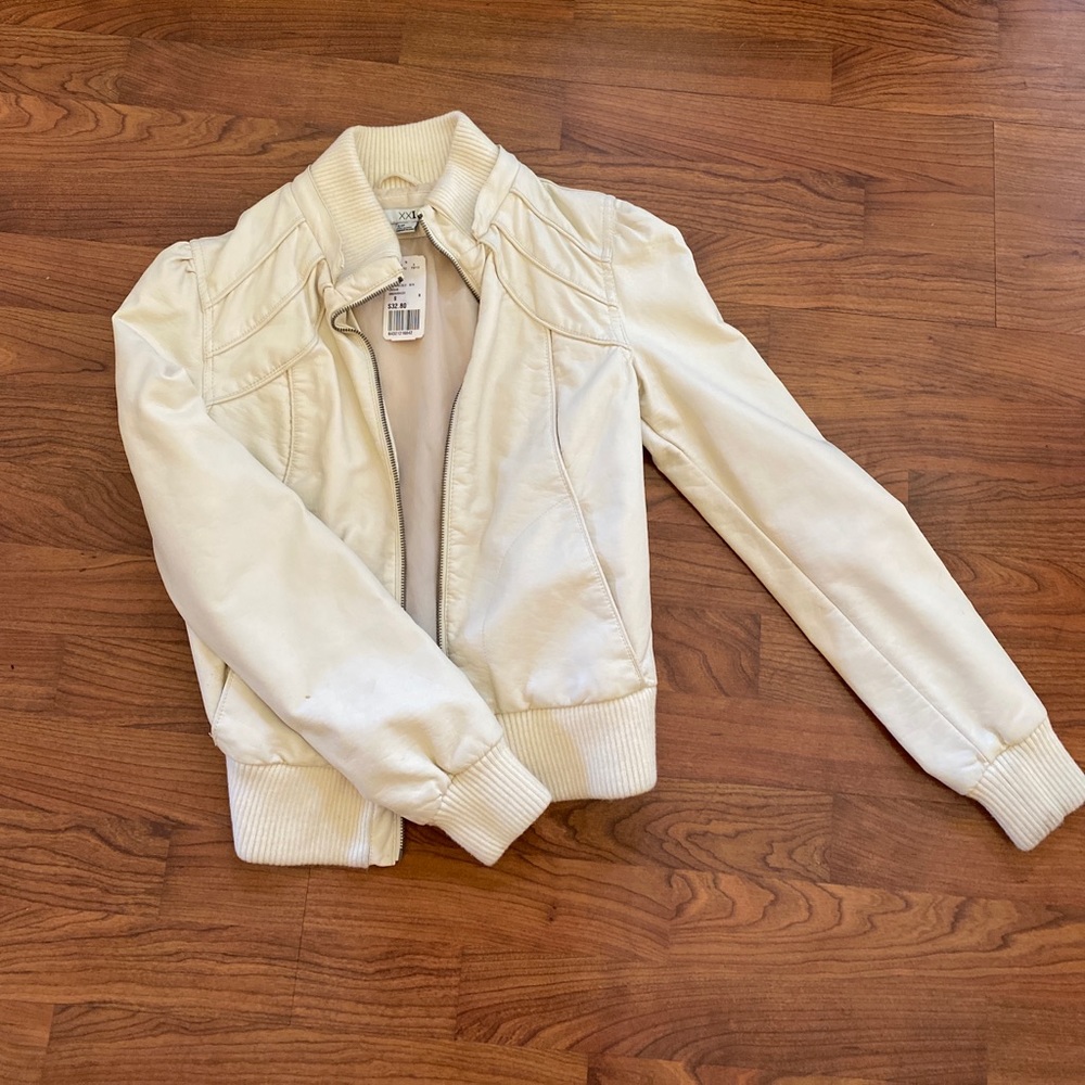 Off white/cream colored biker jacket